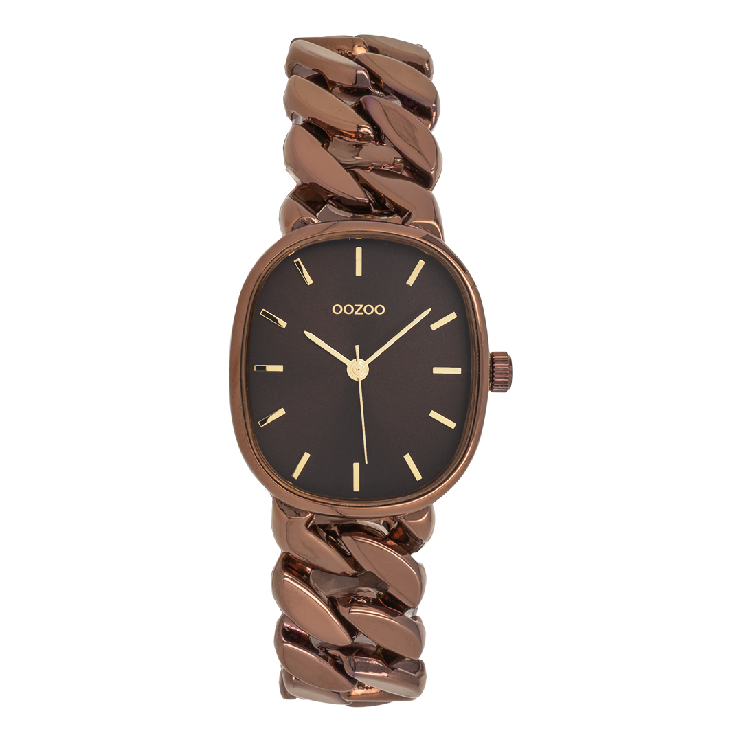 Brown OOZOO watch with stainless steel bracelet - C11716