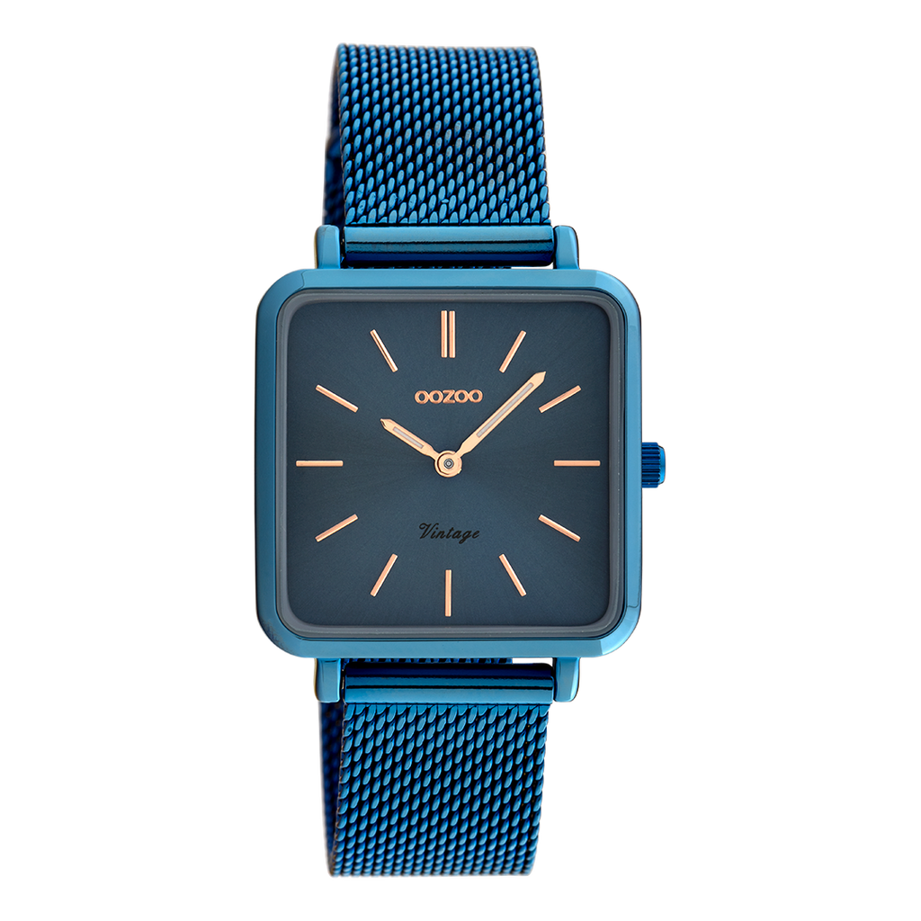 Blue OOZOO watch with metal mesh bracelet - C20012