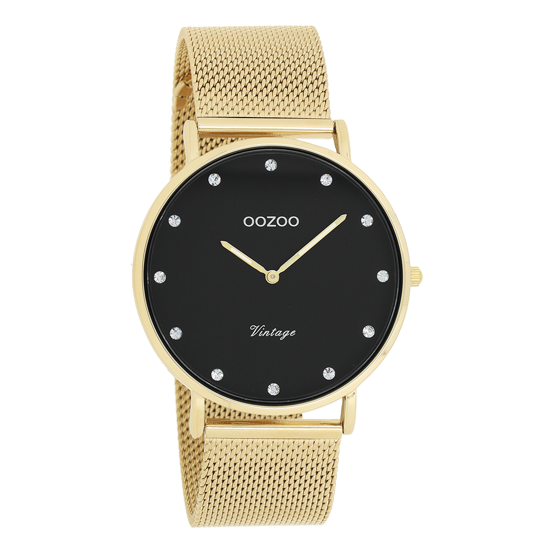 Gold coloured OOZOO watch with metal mesh bracelet - C20237