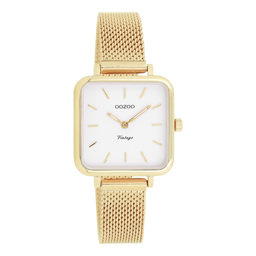 Gold coloured OOZOO watch with metal mesh bracelet - C20263