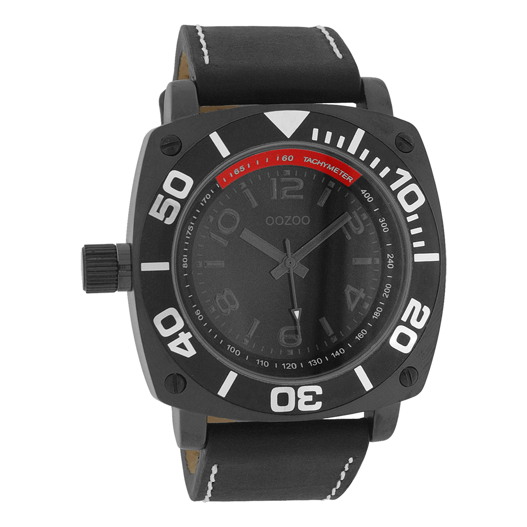 Black OOZOO watch with leather strap - C2284