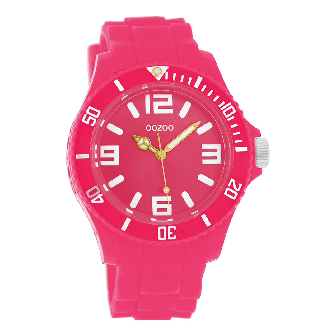 Fluo pink OOZOO watch with rubber strap - C4282