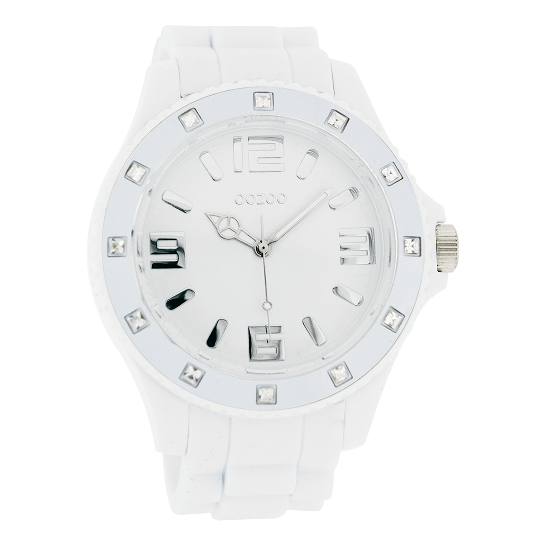 White OOZOO watch with rubber strap - C4336