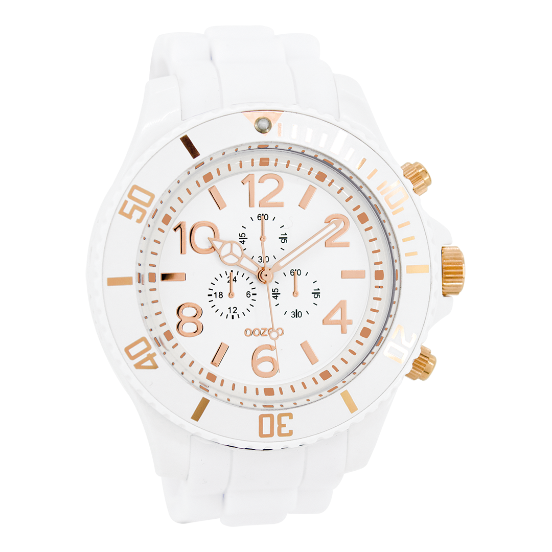 White OOZOO watch with rubber strap - C4821