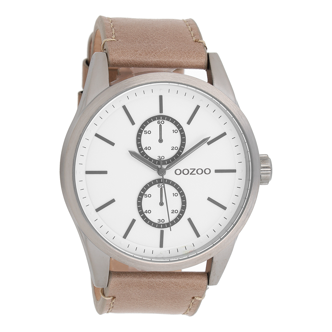 Titanium OOZOO watch with grey leather strap - C8511