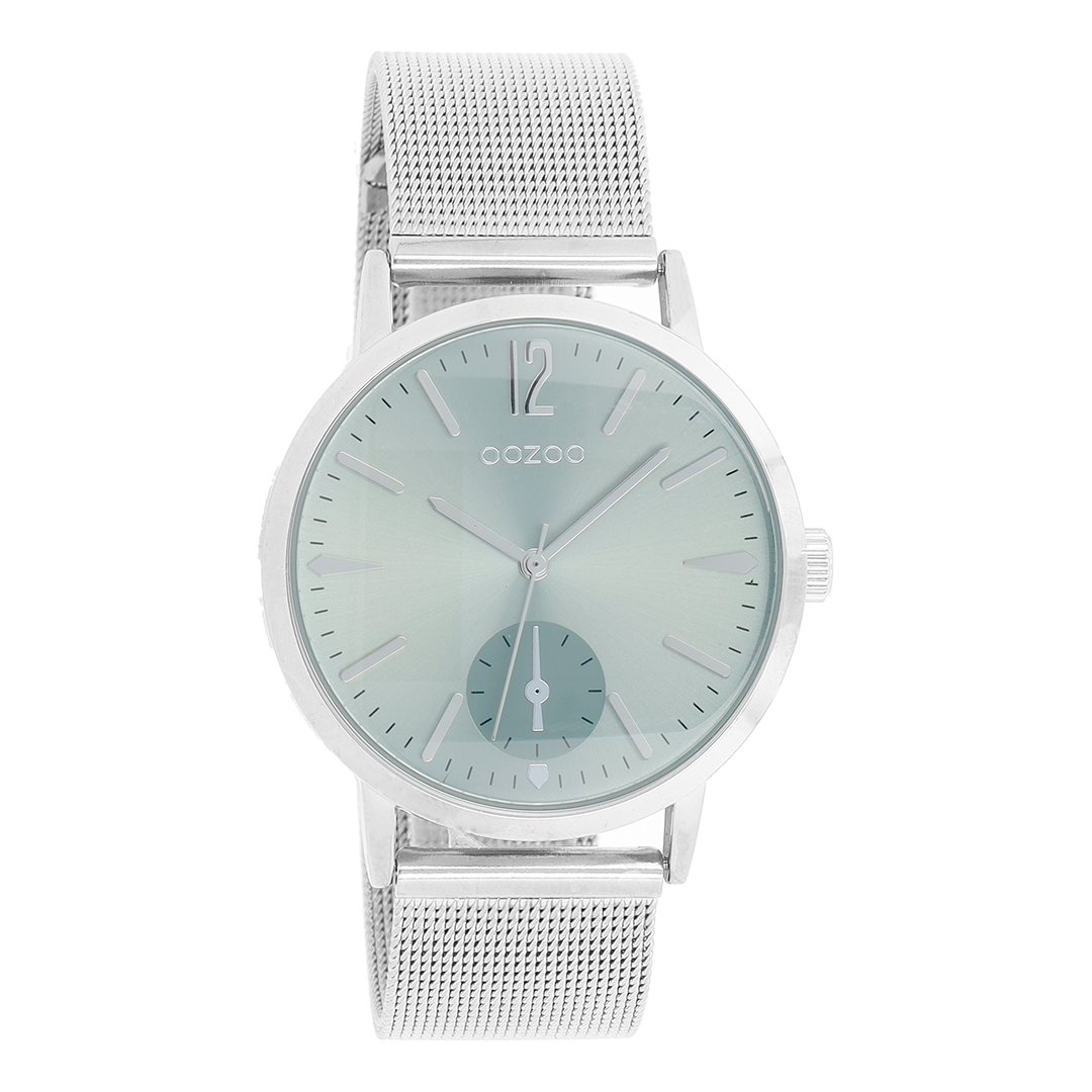 Silver coloured OOZOO watch with metal mesh bracelet - C8616