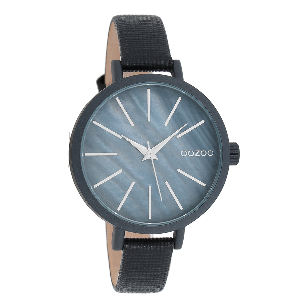 Black OOZOO watch with leather strap - C8669