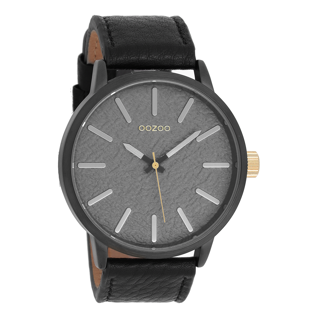 Black OOZOO watch with leather strap - C9028