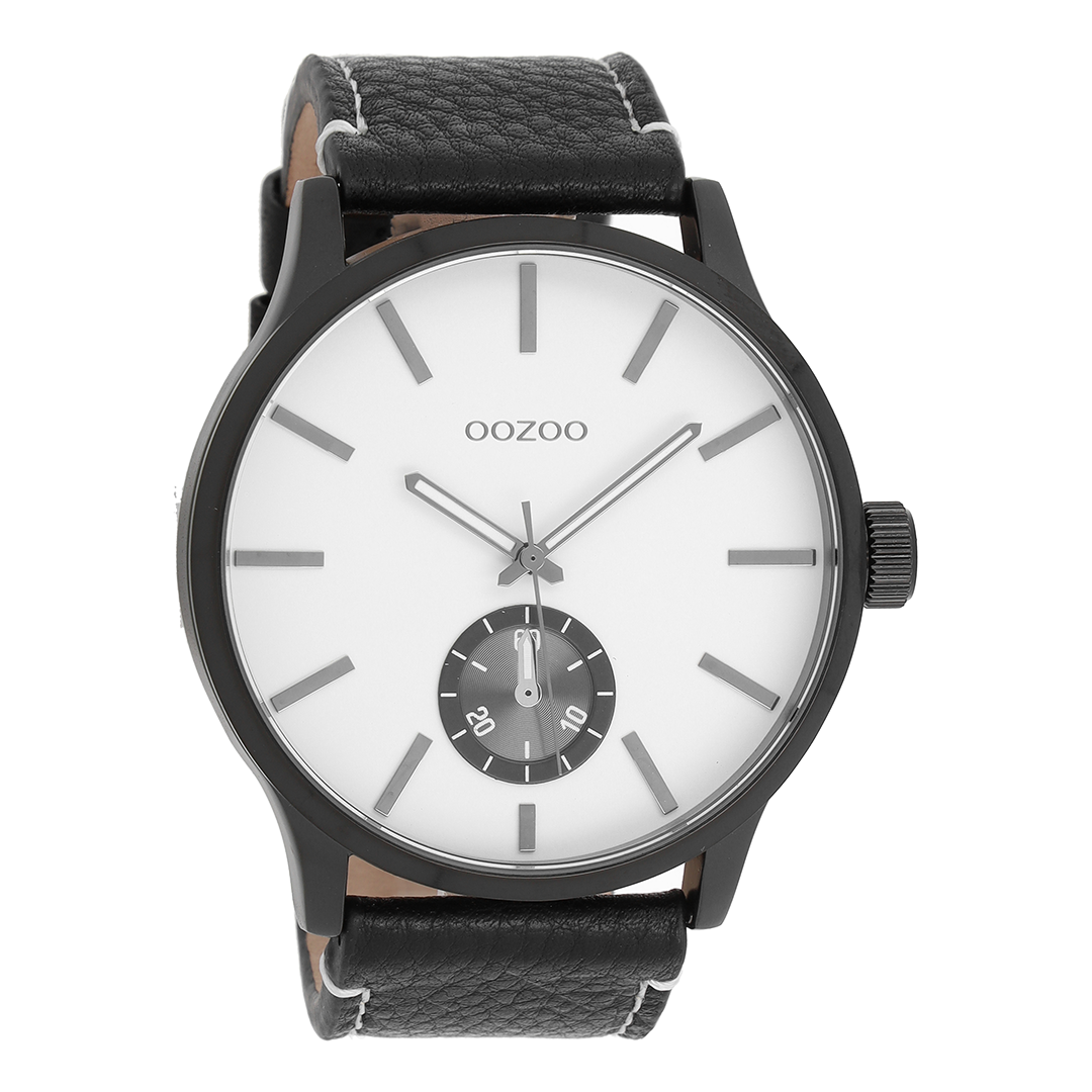 Black OOZOO watch with leather strap - C9038