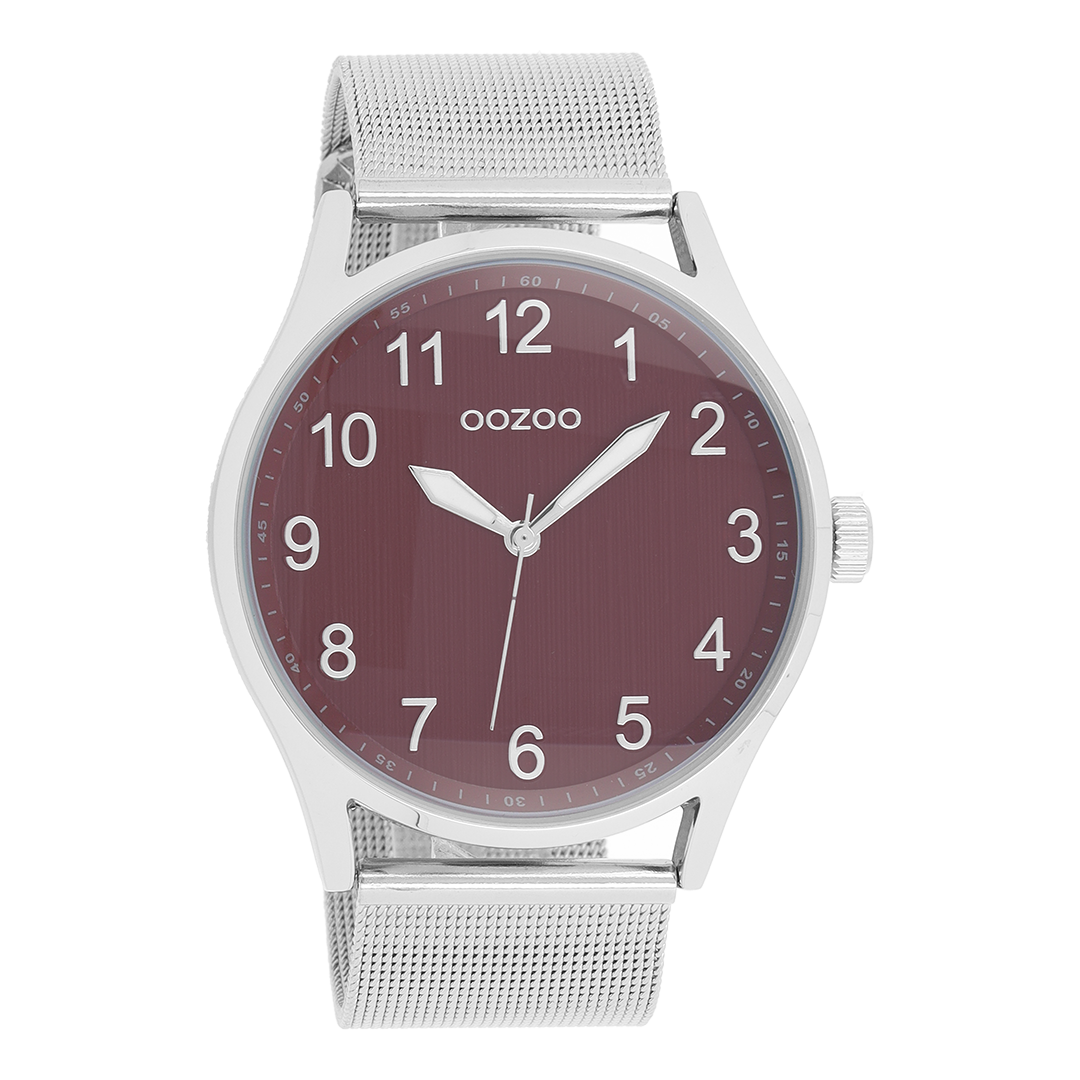 Silver coloured OOZOO watch with metal mesh bracelet - C9517