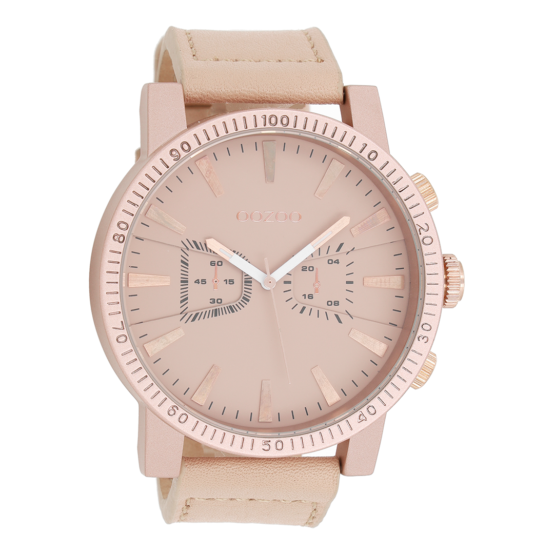 Rose gold coloured OOZOO watch with pale pink leather strap - C9646