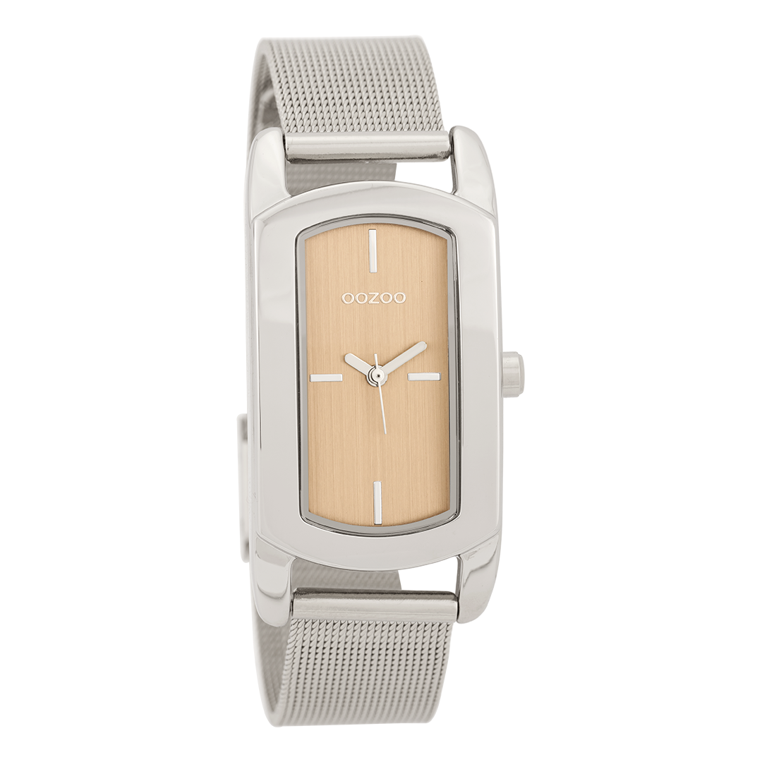 Silver coloured OOZOO watch with metal mesh bracelet - C9701