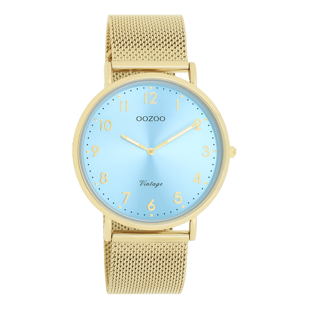 Gold coloured OOZOO watch with metal mesh bracelet - C20343